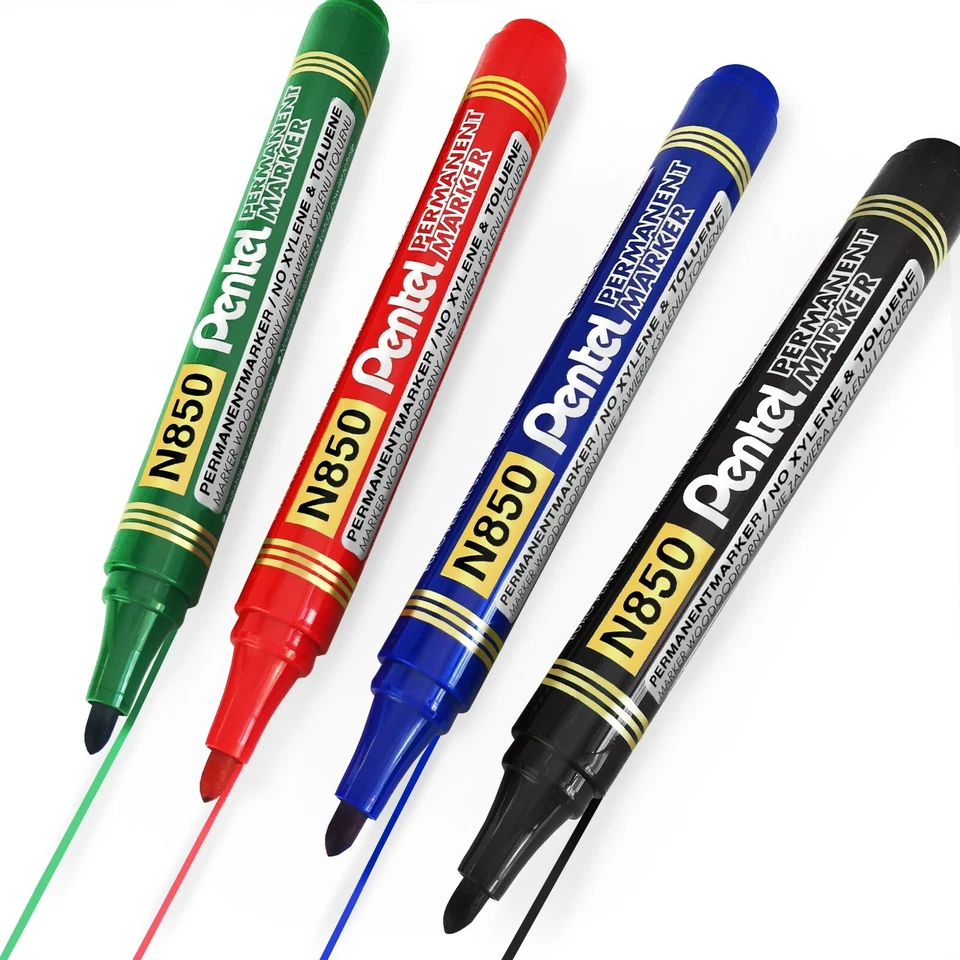 Pentel N850 Permanent Marker Pens - 4.2mm Bullet Tip - 4 Colours Available