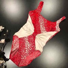 Vintage Mainstream Bow Front Red White Dot One Piece Swimsuit USA 80s 90s