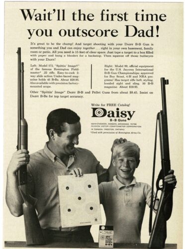 1968 Daisy BB Pistole Gewehr Modell 572 99 Vater & Sohn Vintage Druck Anzeige - Bild 1 von 1