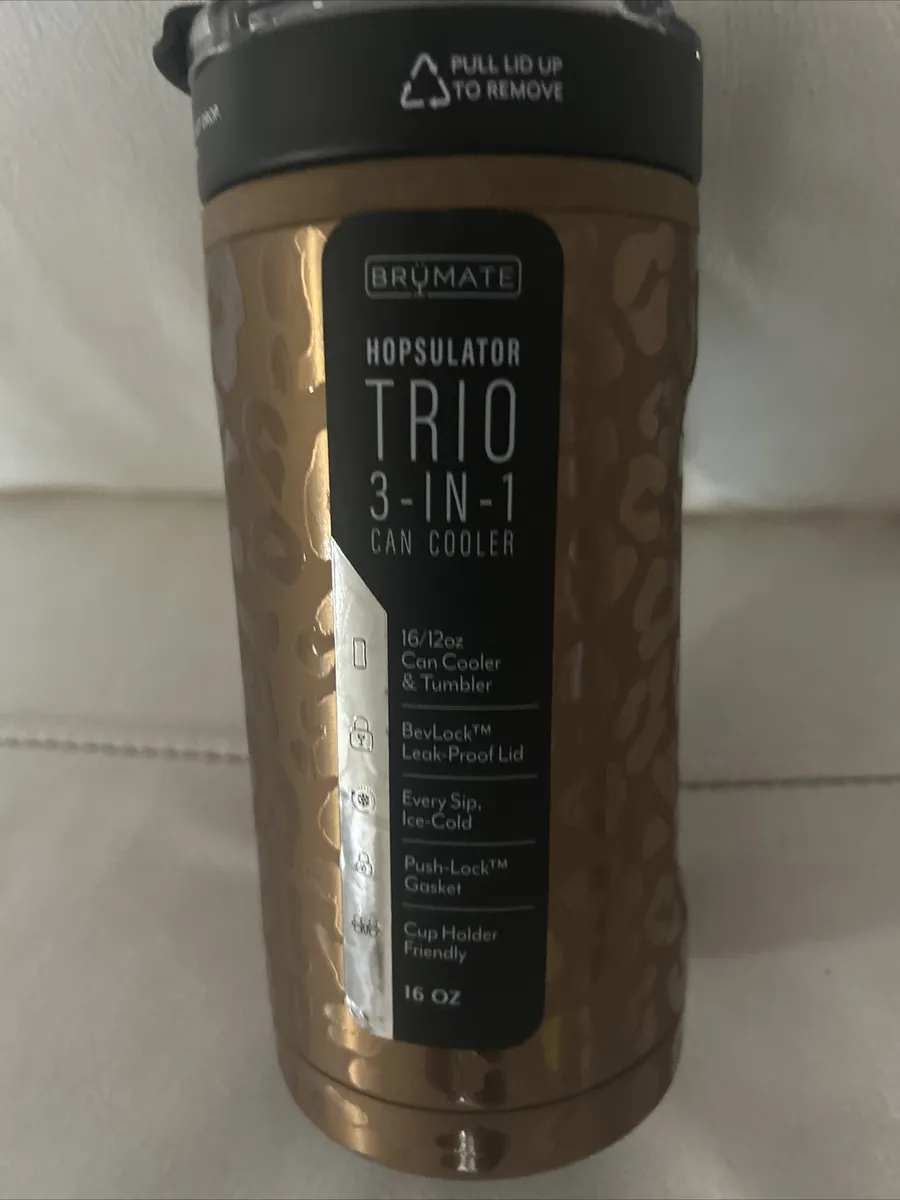 Brumate Hopsulator Trio 3 in 1 Gold Leopard Can Bottle Insulator 16 oz