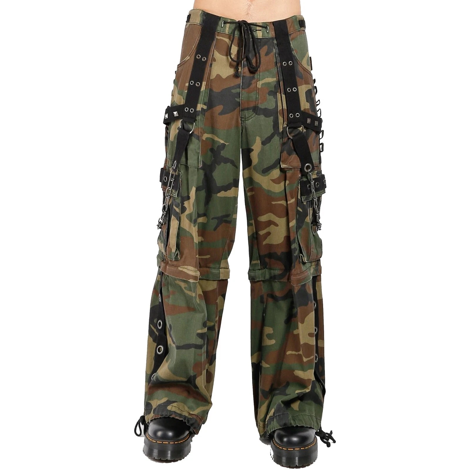 Puritues Men's Gothic Camo Handmade Punk Rock Dead Threads Military Pants