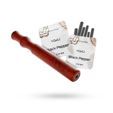 YOKU Rosewood Wooden Essential Oil Inhaler with 12 Black Pepper quit vaping