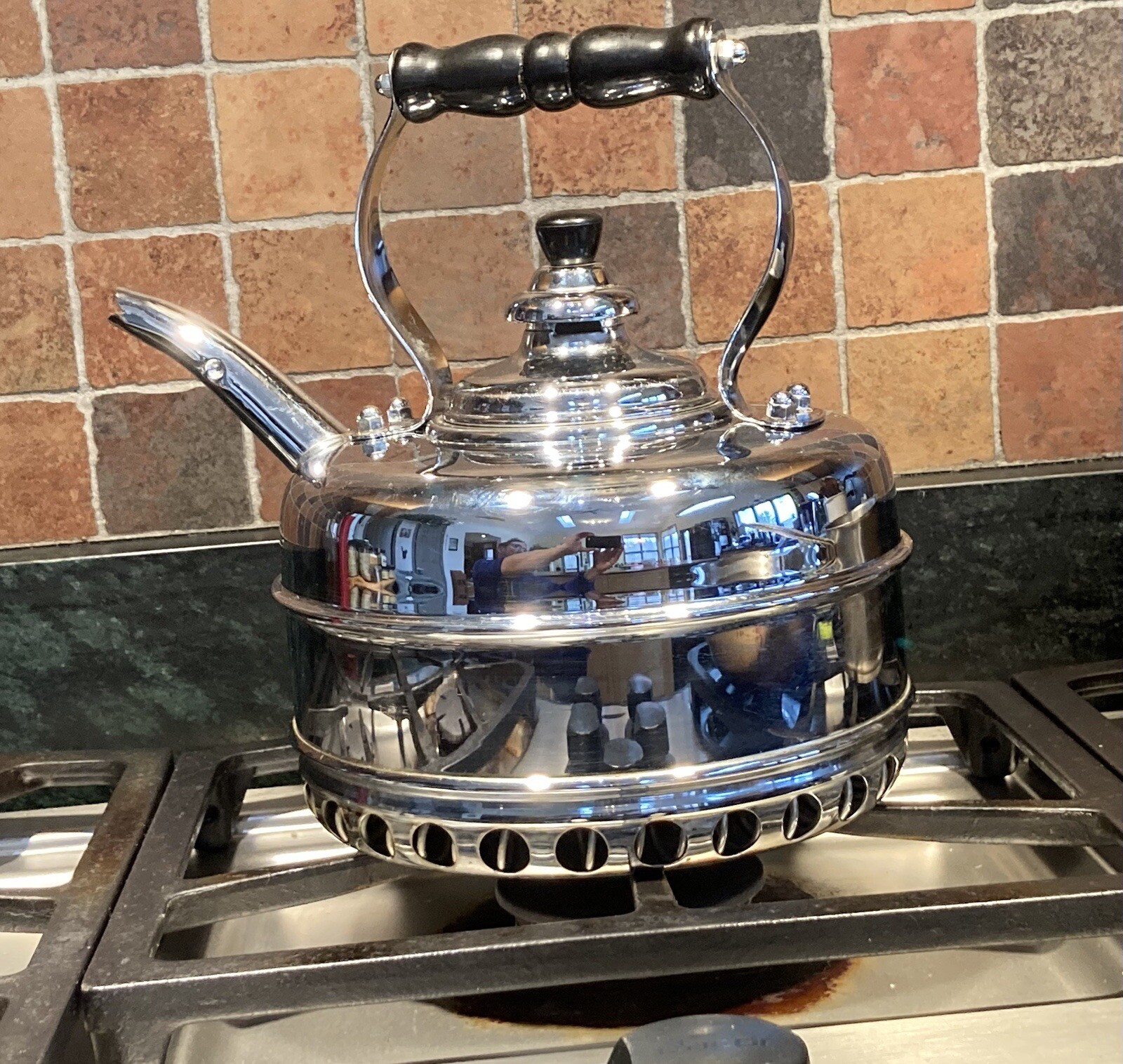 Vintage Simplex Chrome Solid Copper Whistling Tea Kettle Made In