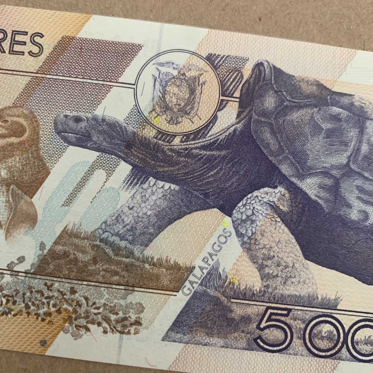 Sea Turtle Currency Ecuador, 5000 Sucres Banknote 1995 UNC Paper