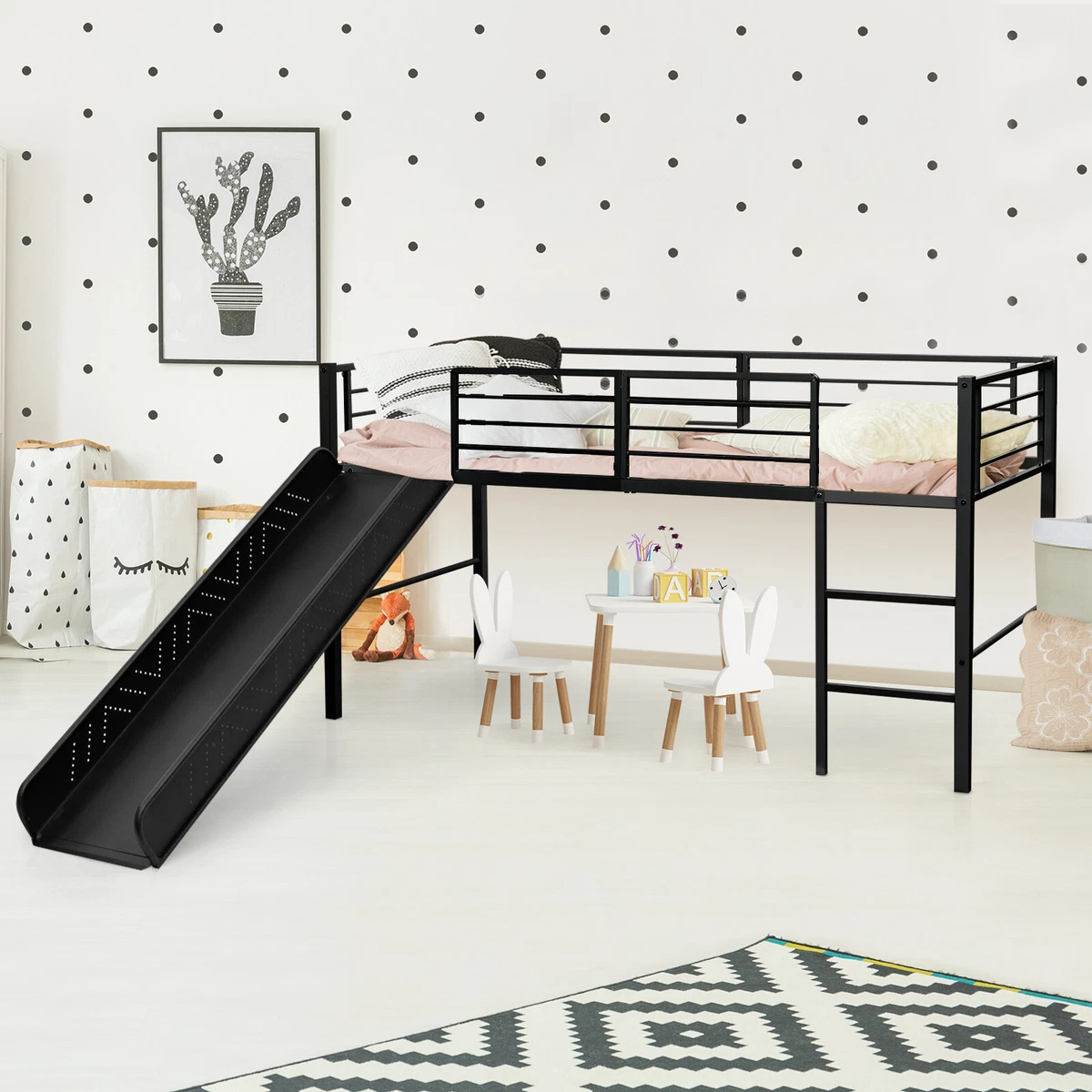 Loft bed frame with stairs discount