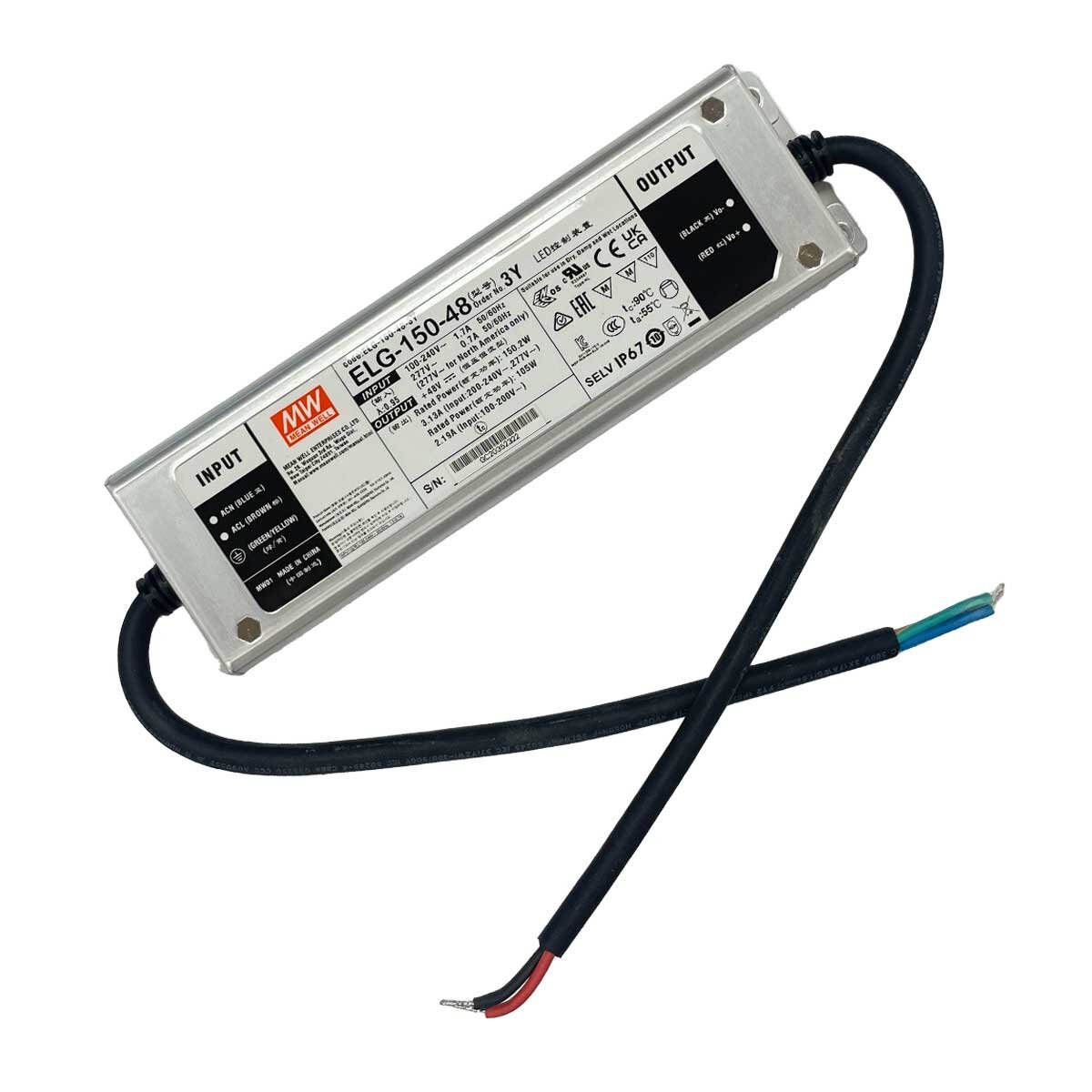 Trasformatore 48V 150W MeanWell ELG-150 IP67 | Efficienza Energetica