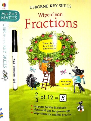 Wipe-clean Fractions 8-9 Usborne Key Skills School Learning