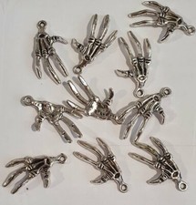 10 Halloween Skeleton  Claw Hands 30mm Tibetan Antique Silver Pendant Charms