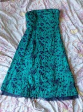 Vintage Green Embroidered Strapless Lace COAST midi dress 12