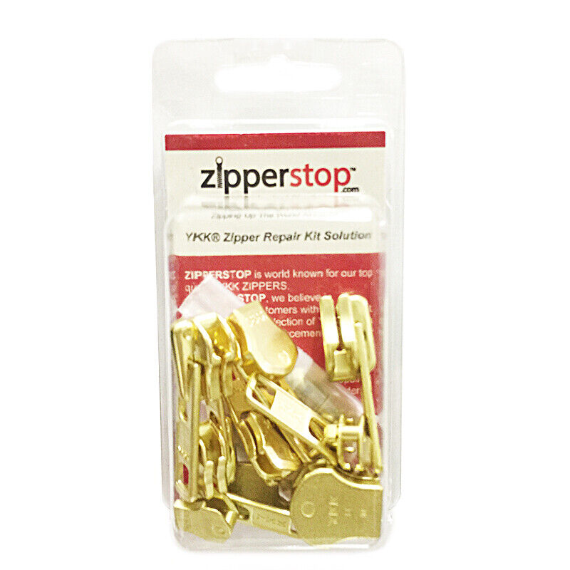 YKK Zipper Kit Brass Auto Lock Sliders 8 Assorted 2- #5, 2- #7, 2- #8, 2-  #10
