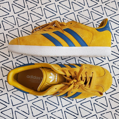 Adidas Gazelle Unisex Sneaker Yellow Blue Suede Men's Size 5.5 (04080B) |  eBay