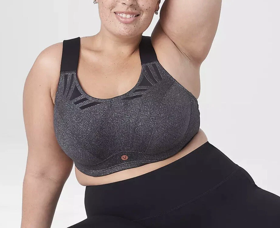 Sujetador deportivo Lane Bryant Livi Max Support talla 46DDD gris negro forrado con aros Foto 2 de 4