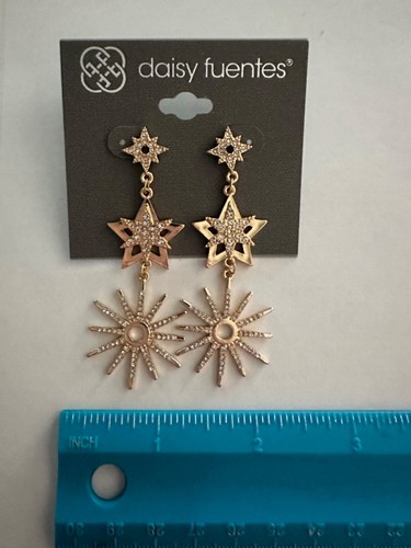 NEW Daisy Fuentes Gold Star Dangle Drop Earrings NEW WITH TAGS - Picture 4 of 4