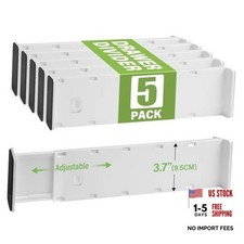 5 Pack Drawer Dividers 3.7" High Slim Organizers Expandable 14.8-25.6" Long