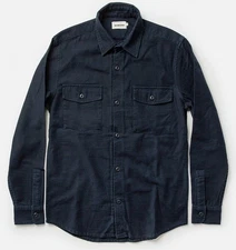 Taylor Stitch Point Shirt Navy Reverse Sateen 100% Organic Cotton 44 XL