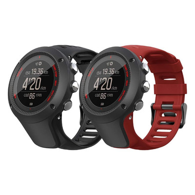 Armband für Suunto Ambit 1 2 2S 2R 3 Sport Schwarz Dunkelrot TPU 200 mm Riemen