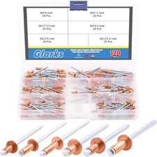 Glarks 120Pcs 6 Size Red Copper Blind Rivets Pop Rivets Assortment Set for Sheet