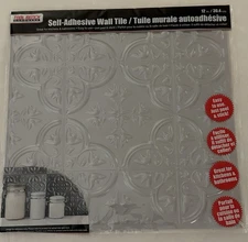 Self Adhesive Wall Tiles 12" x 12" sq. Tool Bench Hardware Tin Silver  LOT 6 NEW