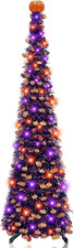 5 Ft Halloween Black Tree Orange Purple Lights 5 Feet-Purple, The
