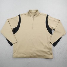 Nike Sweater Mens Large Beige Tan Black Therma Fit 1/4 Zip Pullover Fleece Golf