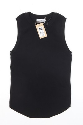 Gallery Damen Tanktop schwarz Rippstrick ärmellos Größe M
