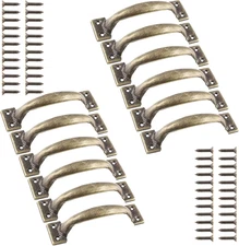 12 Pcs 4" Rustic Gate Handle, Iron Hardware Handle Pull with Screw, Vintage Farm