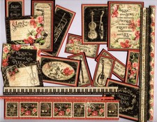 Snippets Graphic45 LOVE NOTES 20PC MINI HAND-CUT EPHEMERA scrapbooking MUSIC