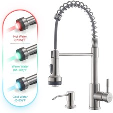 GIMILI Kitchen Faucet with Soap Dispenser Single Hole Pull Brushed Nickel