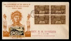 DR WHO 1948 FDC INDIAN TRIBE CENTENNIAL BLOCK CROSBY CACHET M75283