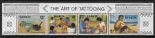 SAMOA 1981 " THE ART OF TATTOOING " IMPRINT STRIP MNH.