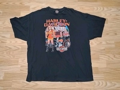Harley Davidson Mens 3XL Motorcycle Red Firefighter Pin Up Shirt Short Sleeve