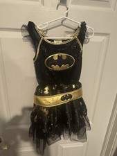 DC Comics Batgirl Bat Girl Black Gold Costume Dress Cape Child Size Small