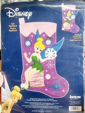 Janlynn Disney NEW VINTAGE Tinker Bell Felt Applique 18" Christmas Stocking Kit