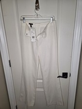 Escada Women's White Designer Trousers Pleated front size 36 NWT