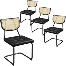 Rattan dining chairs set of 4 mid century modern dining room chairs wi