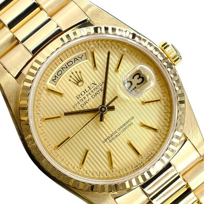 Rolex Day-Date 18238 Mens President 18KY Gold Champagne Tapestry