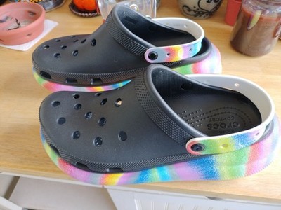 Men's Crocs Classic Men's 13 /women's 15/Crush Black Multi Color Sole*Worn Once*