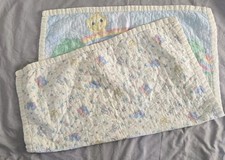 Vintage Precious Moments Religious Baby Quilt Blanket Comforter Noah  s Ark Worn