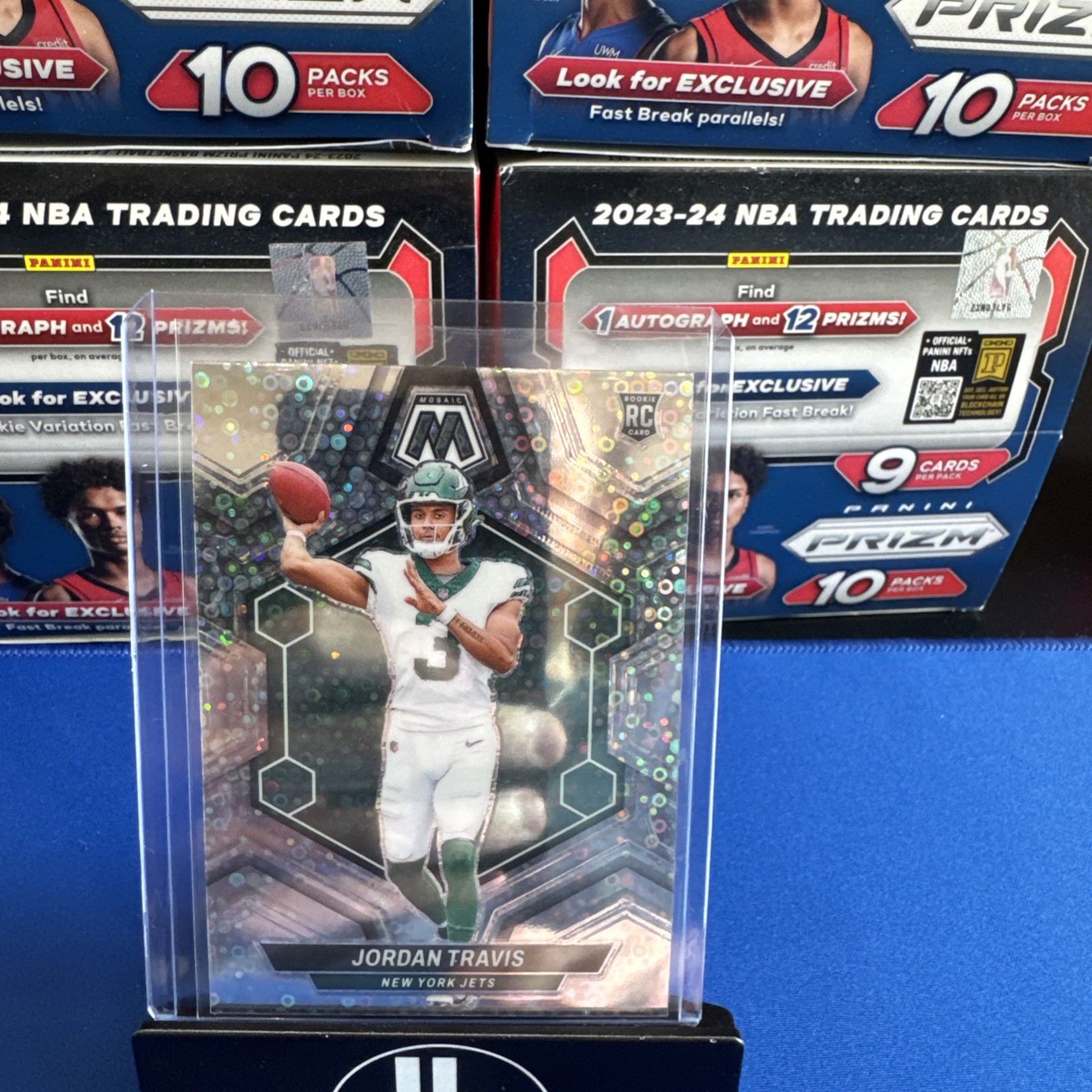 2024 Panini Mosaic - Rookies Jordan Travis #395 No Huddle Silver Mosaic Prizm...