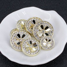 6PCS Decorative Buttons Round Metal Rhinestone Button for Cardigan Sweater Shirt