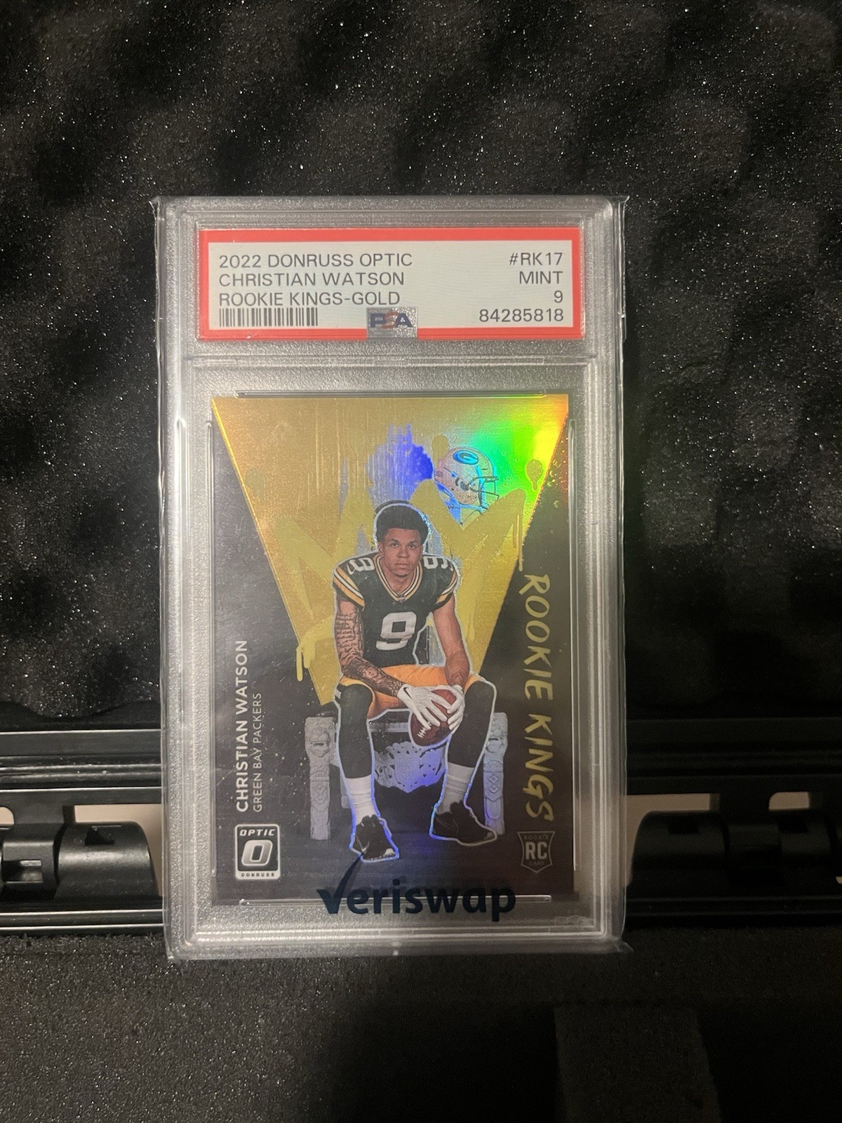CHRISTIAN WATSON 2022 DONRUSS OPTIC ROOKIE KINGS GOLD MINT 9 PSA RC #4/10