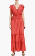 Max Studio London Women's Pebble Crepe Flutter Sleeve Maxi Dress, Small, BNWT