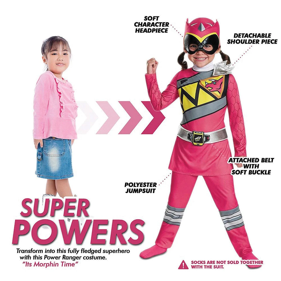 Girl's Pink Ranger Dino Charge Costume - Disguise Costumes - Image 3 of 4