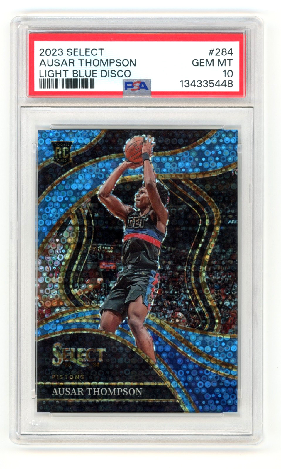 2023 Select Ausar Thompson Light Blue Disco Courtside /99 Rookie RC #284 PSA 10