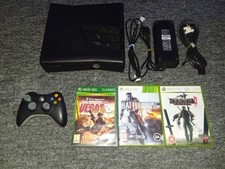 Xbox 360 Slim S 250GB Console Black Controller All Cables 3 Games Tested Working