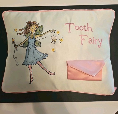 Tooth Fairy Pillow Pink Throw Pillow With Pocket 12x9 Satin Style Girls Gift