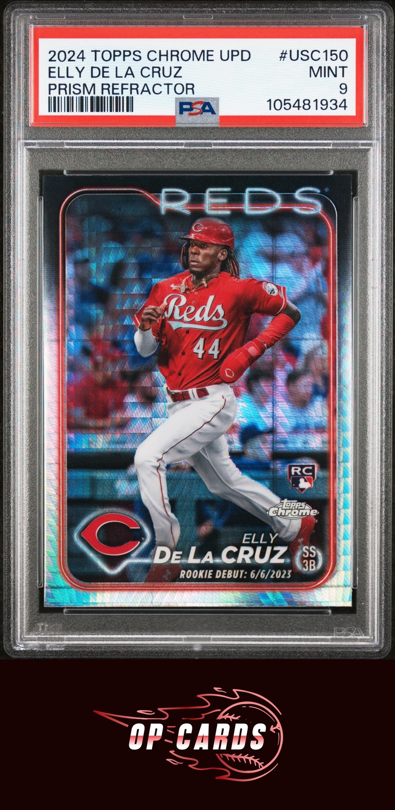 Elly De La Cruz 2024 Topps Chrome Update #USC150 Prism Refractor PSA 9