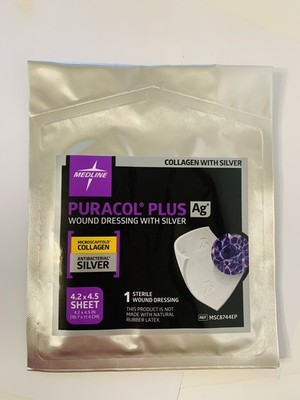 Medline Puracol Plus Siver & Collagen Dressing Collagen White 4.25x4.5'' 1 EACH