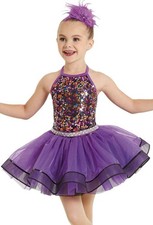Dance Costume Large Child Purple Weissman 12029 Jazz Tap So Sparkly