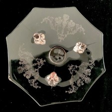 Lancaster Phoenix Rooster Pink Depression Glass Octagon 3 Foot Plate Rare